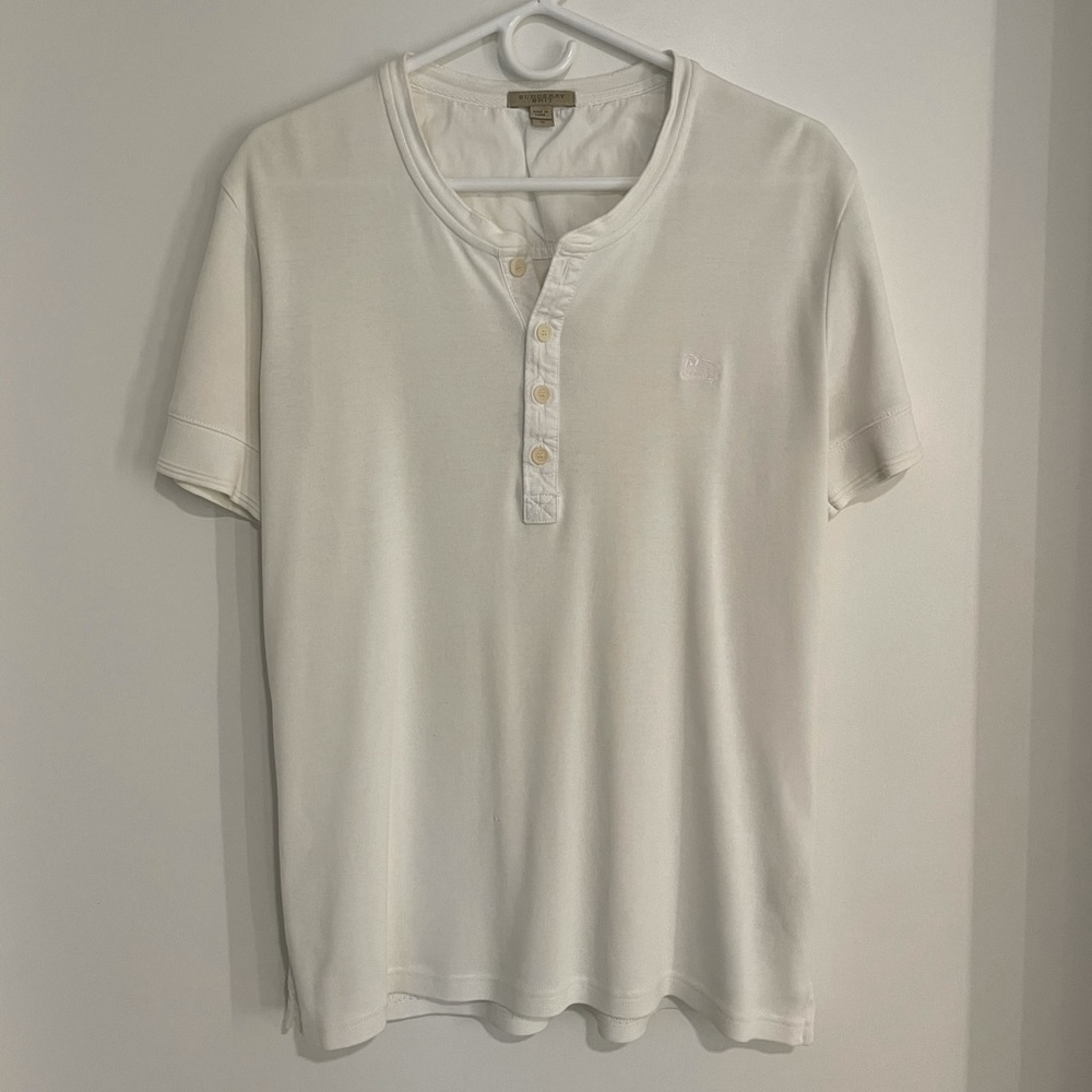 Burberry white t-shirt with polo style buttons
